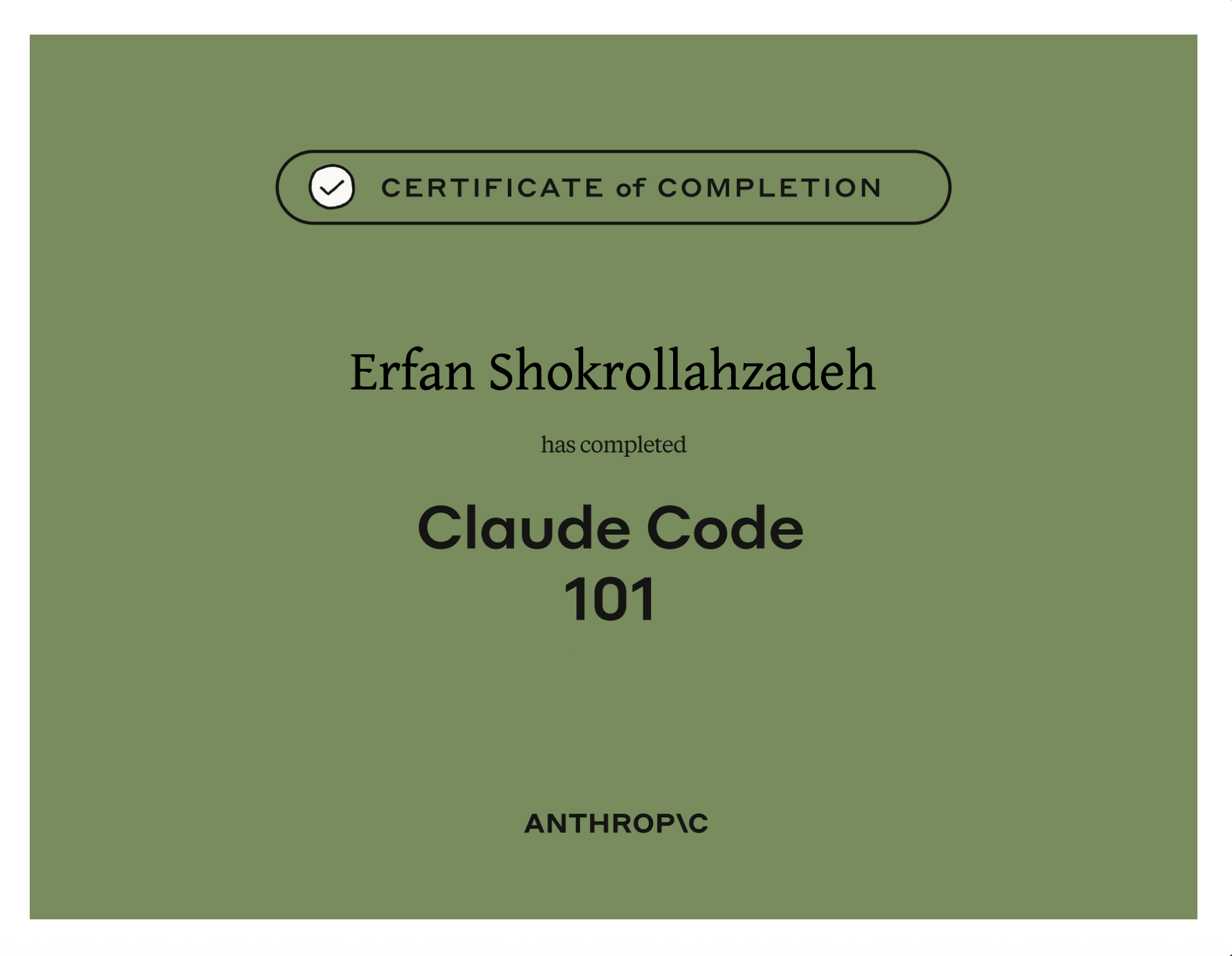 Certificate of Claude Code 101