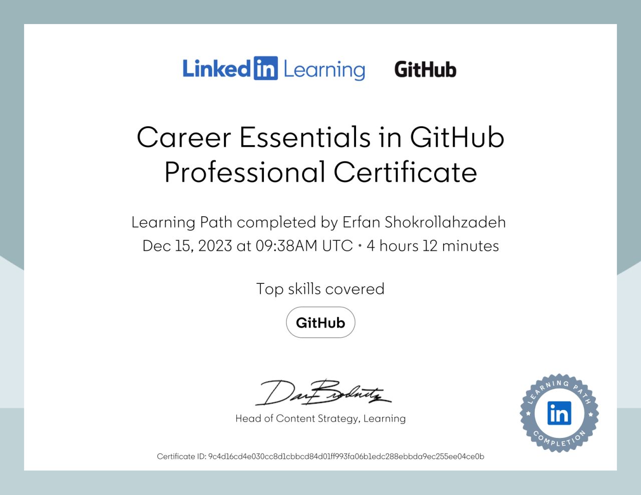 Certificate of Github