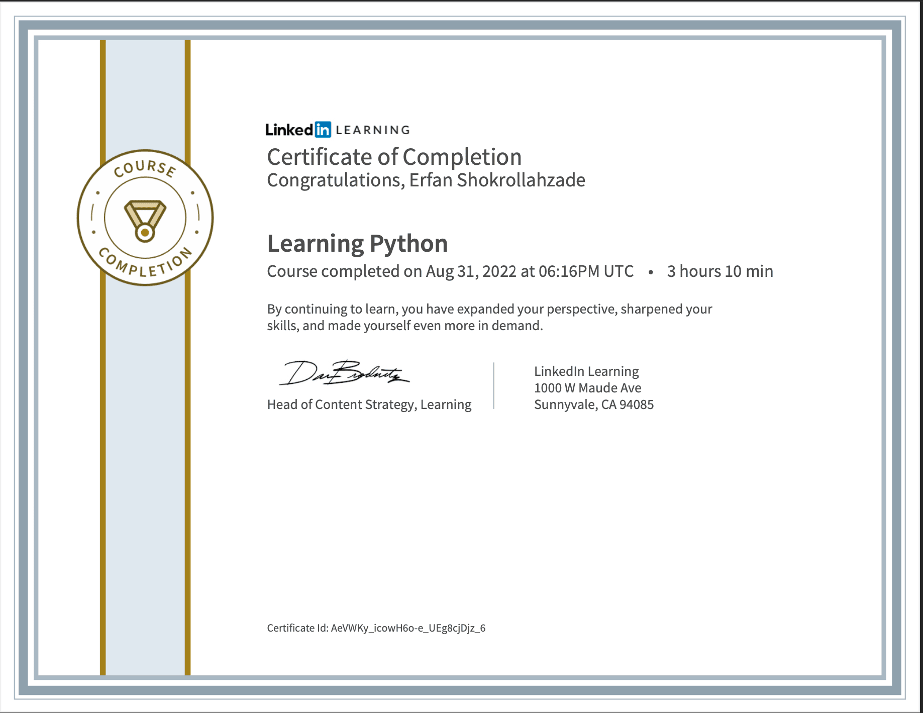 Certificate of Learn Python