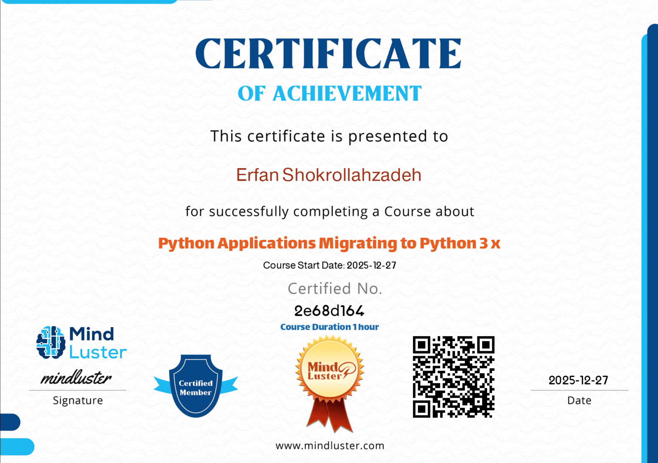 Certificate of Python Programming