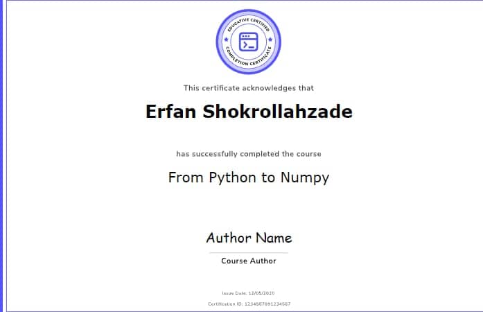 Certificate of NumPy