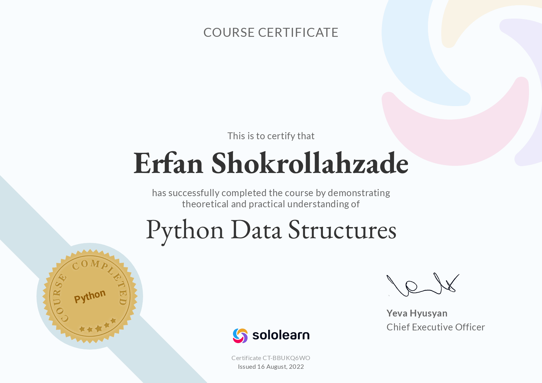 Certificate of Python